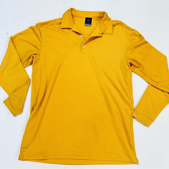 Nike Golf Long Sleeve Polo Sphere React Mens M Yellow - Picture 2 of 10